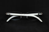 CARTIER WHITE BUFFALO HORN CT0046O-002 RIMLESS EYEGLASSES 53MM SILVER-TONE