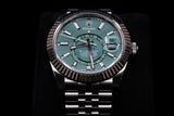 ROLEX SKY-DWELLER 42MM OYSTERSTEEL & 18K WHITE GOLD MINT GREEN DIAL FLUTED BEZEL JUBILEE BRACELET 336934 2024