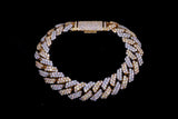 14K TWO-TONE GOLD 19.34 CTW DIAMOND CUBAN LINK BRACELET 9"