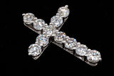 14K WHITE GOLD 3.90 CTW ROUND DIAMOND 11-STONE CROSS PENDANT