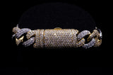 14K TWO-TONE GOLD 17.90 CTW PAVÉ DIAMOND FIGARO CUBAN LINK BRACELET 8.5"