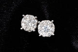 14K WHITE GOLD 1.12 CTW ROUND DIAMOND HALO CLUSTER STUD EARRINGS