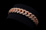 14K ROSE GOLD 13.25 CTW DIAMOND CUBAN LINK BRACELET 7.5"