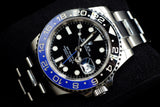 ROLEX GMT-MASTER II 40MM STAINLESS STEEL BATMAN BLACK BLUE BEZEL OYSTER 116710BLNR