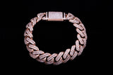 14K ROSE GOLD 10.00 CTW DIAMOND CUBAN LINK BRACELET 8"