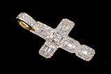 14K YELLOW GOLD 2.00 CTW DIAMOND CROSS PENDANT WITH BAGUETTE ACCENTS