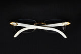 CARTIER WHITE BUFFALO HORN CT0046O-001 RIMLESS EYEGLASSES 53MM GOLD-TONE