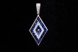 14K WHITE GOLD 3.50 CTW SAPPHIRE & DIAMOND GEOMETRIC PENDANT
