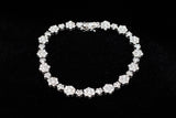 14K WHITE GOLD 5.60 CTW DIAMOND FLOWER CLUSTER LADIES BRACELET 7.25"