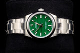 ROLEX OYSTER PERPETUAL 31MM OYSTERSTEEL GREEN DIAL SMOOTH BEZEL OYSTER BRACELET 277200