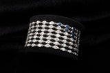 18K WHITE GOLD 20.00 CTW LADIES DIAMOND & SAPPHIRE 7-ROW BRACELET 6.5"