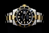 ROLEX SUBMARINER DATE 40MM TWO-TONE STAINLESS STEEL & 18K YELLOW GOLD BLACK DIAL BLACK BEZEL OYSTER BRACELET 16613LN