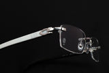 CARTIER WHITE BUFFALO HORN CT0046O-002 RIMLESS EYEGLASSES 53MM SILVER-TONE
