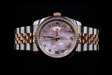 ROLEX DATEJUST 36MM TWO-TONE STAINLESS STEEL & 18K EVEROSE GOLD MOTHER-OF-PEARL STICK DIAL FLUTED BEZEL JUBILEE BRACELET 116231