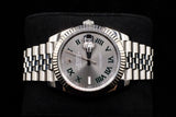 ROLEX DATEJUST 41MM OYSTERSTEEL & 18K WHITE GOLD SLATE WIMBLEDON DIAL FLUTED BEZEL JUBILEE 126334