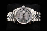 ROLEX DATEJUST 41MM OYSTERSTEEL & 18K WHITE GOLD SLATE WIMBLEDON DIAL FLUTED BEZEL JUBILEE 126334