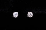 14K WHITE GOLD 0.93 CTW ROUND DIAMOND STUD EARRINGS