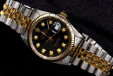 ROLEX DATEJUST 36MM 18K YELLOW GOLD & STEEL CUSTOM BLACK DIAMOND DIAL JUBILEE 16233