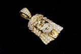 14K YELLOW GOLD 1.00 CTW DIAMOND JESUS HEAD PENDANT
