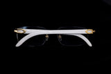 CARTIER WHITE BUFFALO HORN CT0046O-001 RIMLESS EYEGLASSES 53MM GOLD-TONE