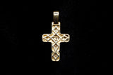 14K YELLOW GOLD 2.00 CTW DIAMOND CROSS PENDANT WITH BAGUETTE ACCENTS