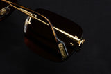 CARTIER SPLIT C CT0330S-005 RIMLESS SUNGLASSES 59MM GOLD-TONE GREEN FACTORY LENSES