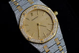 AUDEMARS PIGUET ROYAL OAK 33MM STAINLESS STEEL & 18K YELLOW GOLD CHAMPAGNE DIAL CUSTOM DIAMOND 56303SA