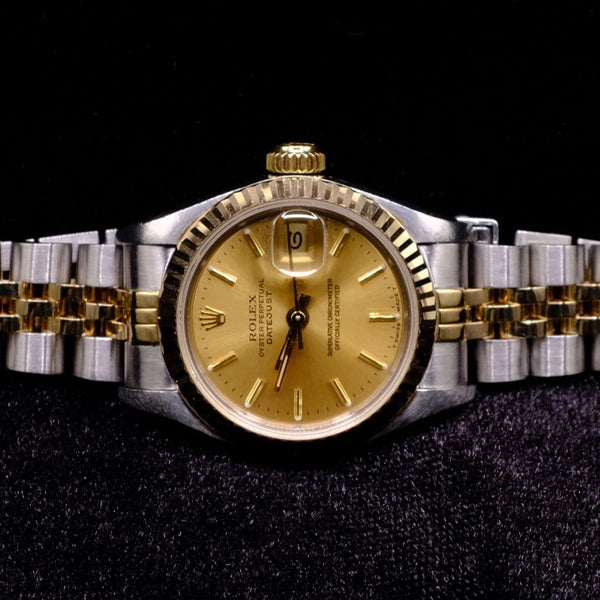 ROLEX LADY-DATEJUST 26MM 18K YELLOW GOLD & STEEL CHAMPAGNE INDEX