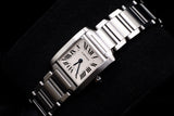 CARTIER TANK FRANÇAISE MEDIUM STAINLESS STEEL WHITE ROMAN DIAL BRACELET WSTA0005