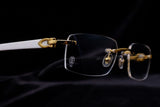 CARTIER WHITE BUFFALO HORN CT0046O-001 RIMLESS EYEGLASSES 53MM GOLD-TONE