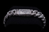14K WHITE GOLD 24.40 CTW BAGUETTE & ROUND DIAMOND CUBAN LINK BRACELET 8"