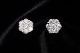 14K WHITE GOLD 3.70 CTW ROUND DIAMOND CLUSTER STUD EARRINGS