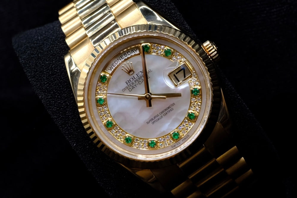 ROLEX DAY-DATE PRESIDENT 36MM 18K YELLOW GOLD MOTHER OF PEARL