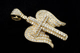 10K YELLOW GOLD 1.60 CTW DIAMOND CROSS WITH ANGEL WINGS PENDANT