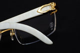 CARTIER WHITE BUFFALO HORN CT0046O-001 RIMLESS EYEGLASSES 53MM GOLD-TONE