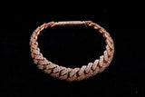 14K ROSE GOLD 13.25 CTW DIAMOND CUBAN LINK BRACELET 7.5"