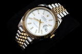 ROLEX DATEJUST 41MM STAINLESS STEEL & 18K YELLOW GOLD SILVER DIAL FLUTED BEZEL JUBILEE BRACELET 126333