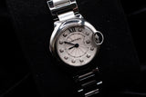 CARTIER BALLON BLEU SMALL 28MM STAINLESS STEEL SILVER DIAMOND DIAL QUARTZ WE902073