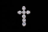 14K WHITE GOLD 2.65 CTW ROUND DIAMOND 7-STONE CROSS PENDANT