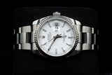 ROLEX DATEJUST 36MM OYSTERSTEEL & 18K WHITE GOLD WHITE STICK DIAL FLUTED BEZEL OYSTER BRACELET 116234