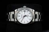 ROLEX DATEJUST 31MM STAINLESS STEEL & 18K WHITE GOLD SILVER STICK DIAL FLUTED BEZEL OYSTER BRACELET 178274