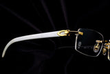 CARTIER WHITE BUFFALO HORN CT0046O-001 RIMLESS EYEGLASSES 53MM GOLD-TONE