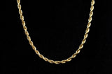 10K YELLOW GOLD HOLLOW ROPE CHAIN NECKLACE 22"