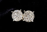 10K YELLOW GOLD 1.00 CTW ROUND DIAMOND CLUSTER STUD EARRINGS