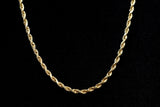 10K YELLOW GOLD HOLLOW ROPE CHAIN NECKLACE 24"
