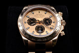 ROLEX COSMOGRAPH DAYTONA 40MM 18K EVEROSE GOLD SUNDUST & BLACK DIAL OYSTER BRACELET 116505
