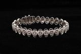 14K WHITE GOLD 2.57 CTW LADIES DIAMOND OVAL LINK BRACELET 7.5"