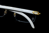 CARTIER WHITE BUFFALO HORN CT0046O-001 RIMLESS EYEGLASSES 53MM GOLD-TONE