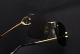 CARTIER SPLIT C CT0330S-005 RIMLESS SUNGLASSES 59MM GOLD-TONE GREEN FACTORY LENSES