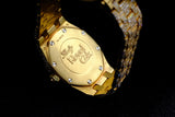 AUDEMARS PIGUET LADY ROYAL OAK 33MM 18K YELLOW GOLD WHITE DIAL CUSTOM DIAMOND 67600BA